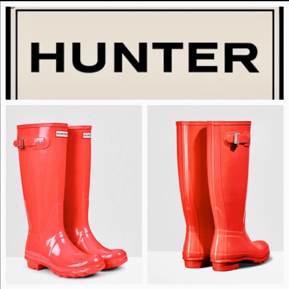 Rare ~ Gently Used Hunter Boots, Bright Coral, 9
